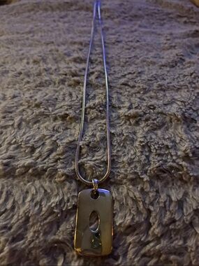 Belk Silver Rectangular Pendant Necklace with Oval Cutout